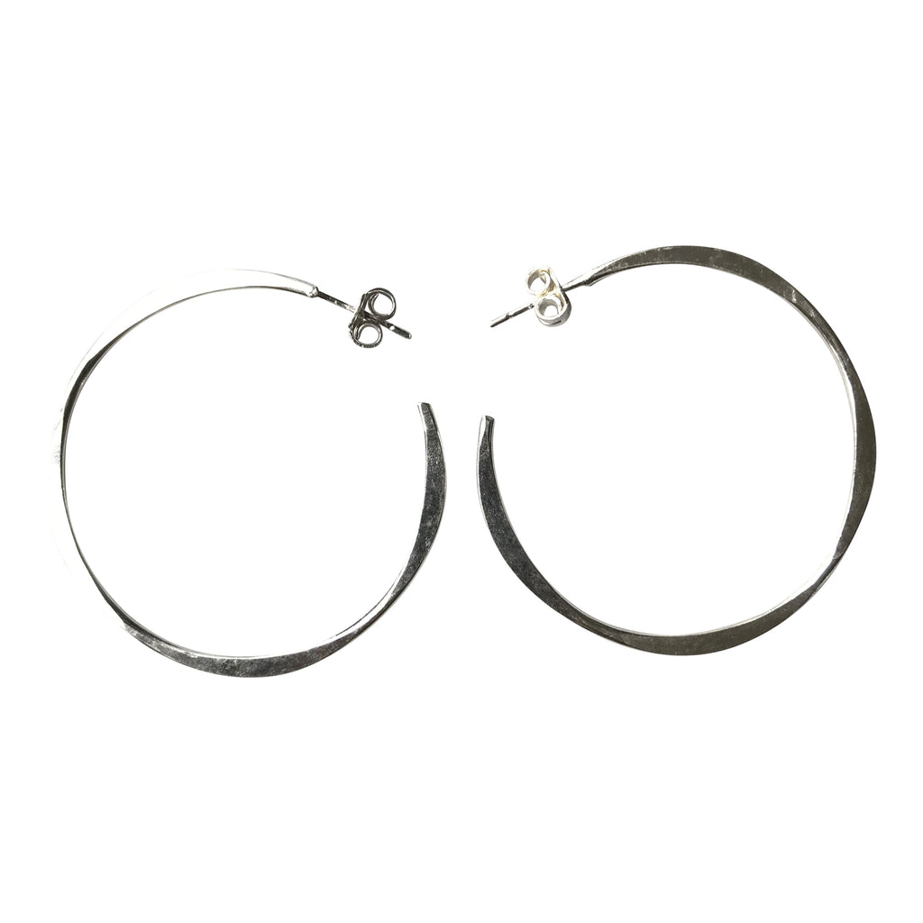 925 Silver Irregular Medium Hoops