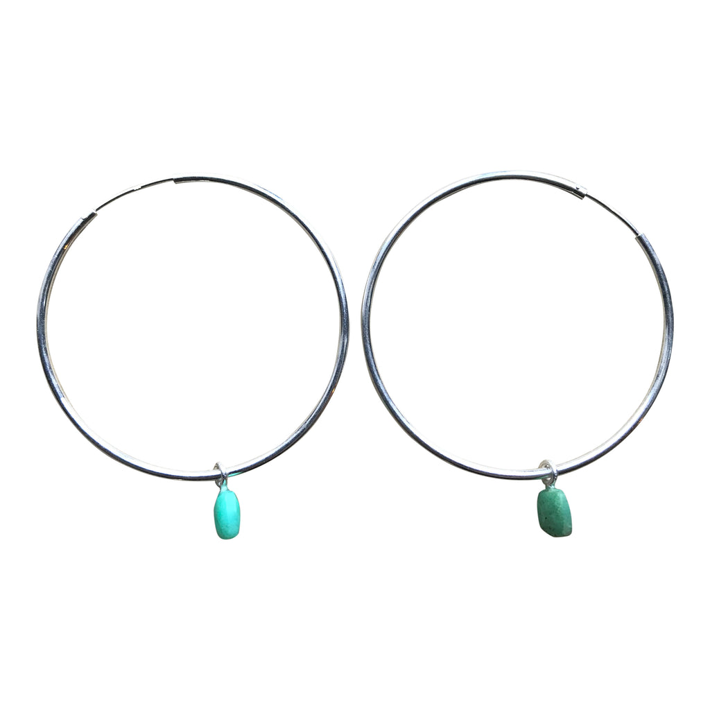 925 Silver Chrysophrase Hoop Earrings