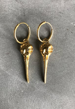 Bird Skull Small Hoop Earrings - Gold