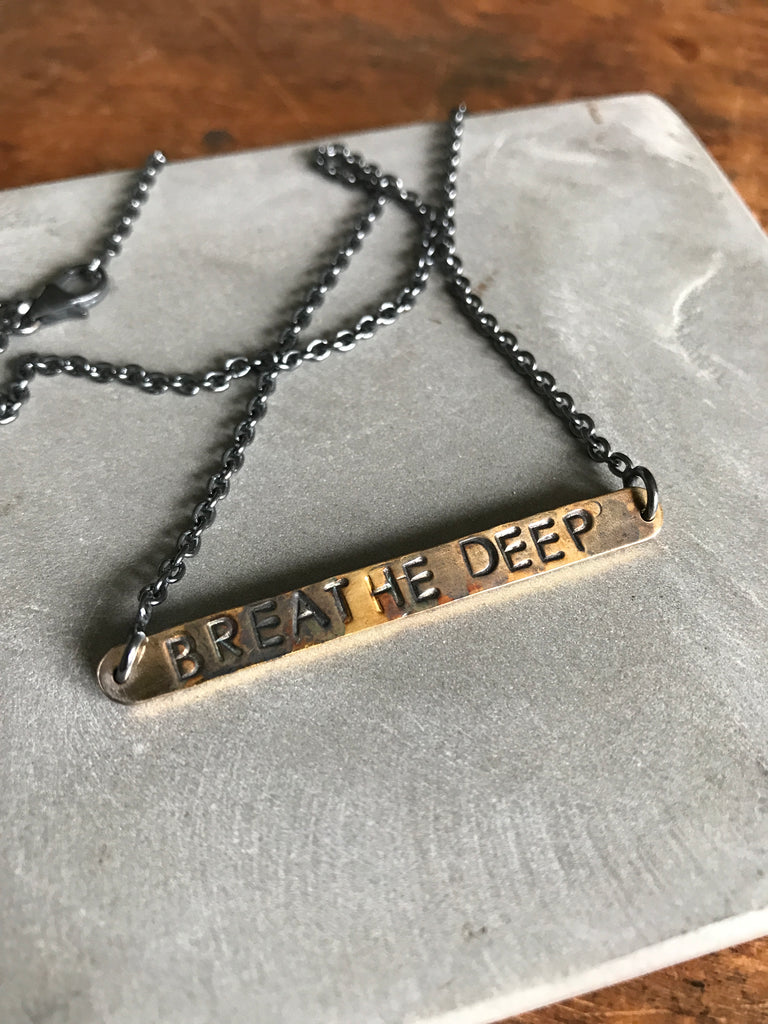 WDTS  Necklace - BREATHE DEEP - Mixed Finish