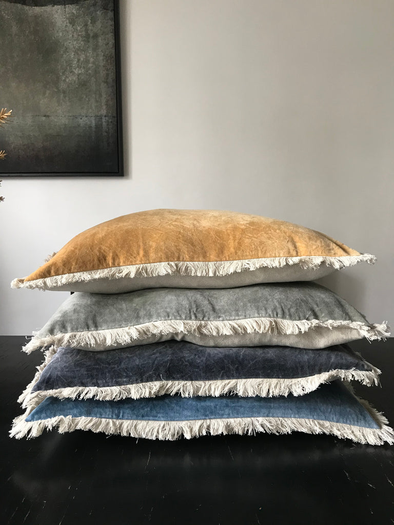 Stonewashed Velvet Cushion cover- Mustard 30x50