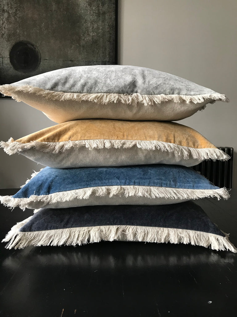 Stonewashed Velvet Cushion cover- blue 50x50