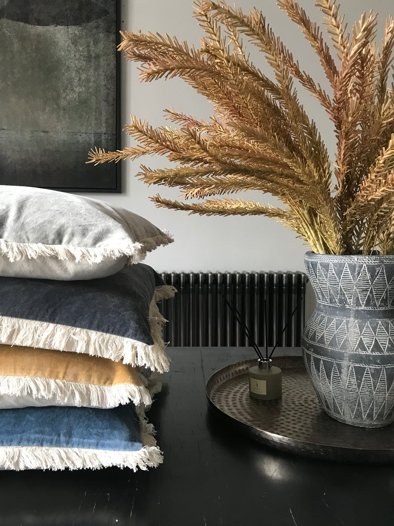 Stonewashed Velvet Cushion cover - blue 30x50