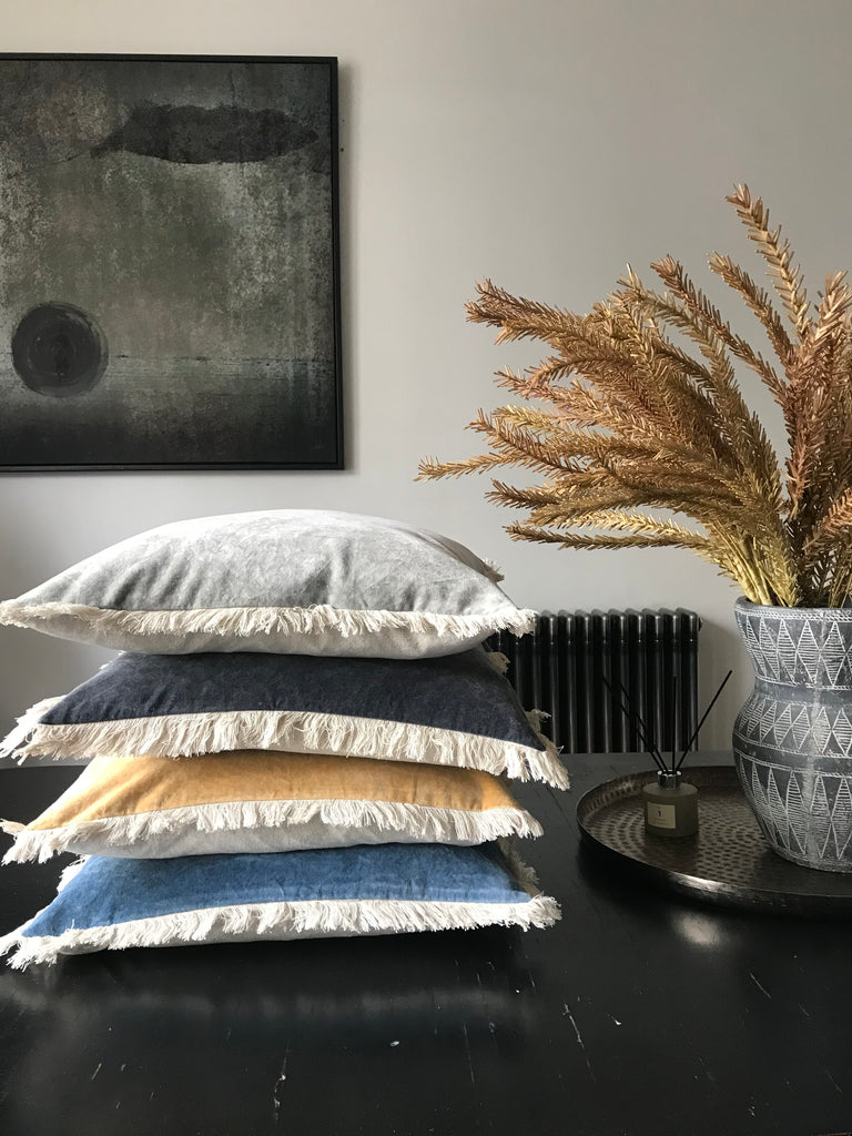 Stonewashed Velvet Cushion cover - Mustard 60x40