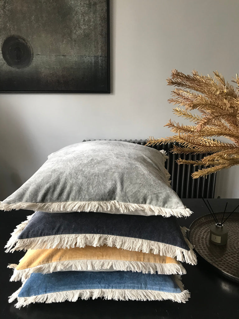 Stonewashed Velvet Cushion cover - Charcoal 40x60