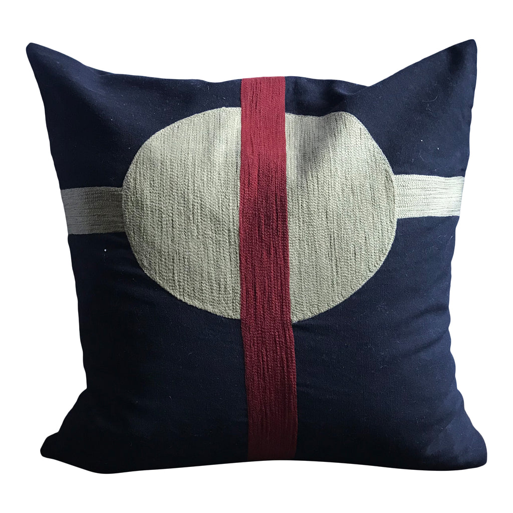 Embroidered cushion cover- black