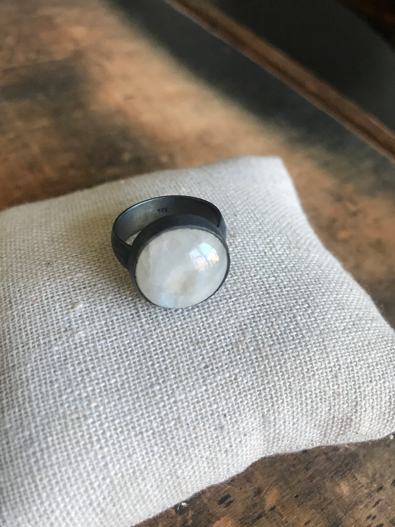 WDTS 925 Silver moonstone ring - oxidised