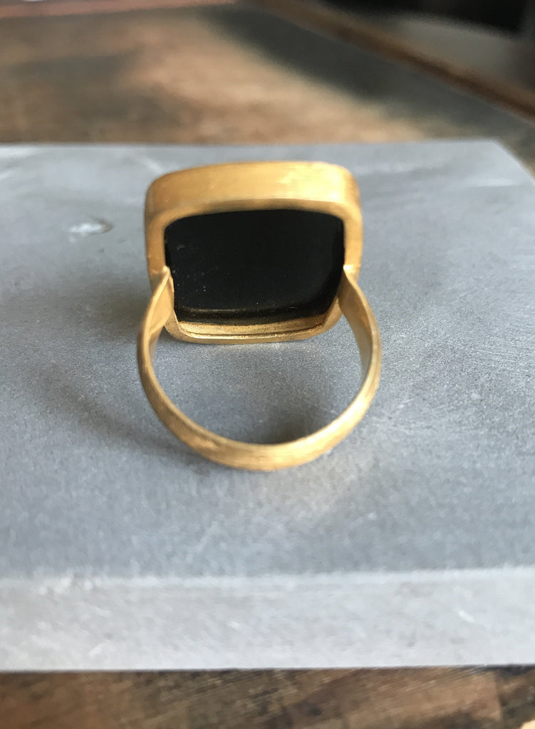 WDTS Gold plated silver - Onyx ring