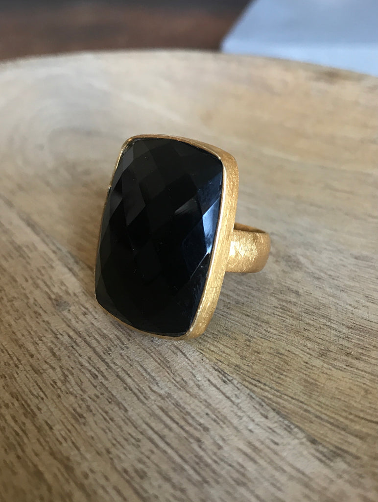 WDTS Gold plated silver - Onyx ring