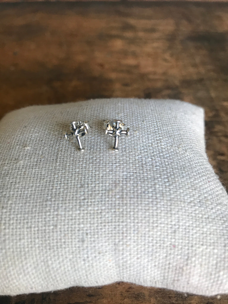 Bound cross Studs- Silver