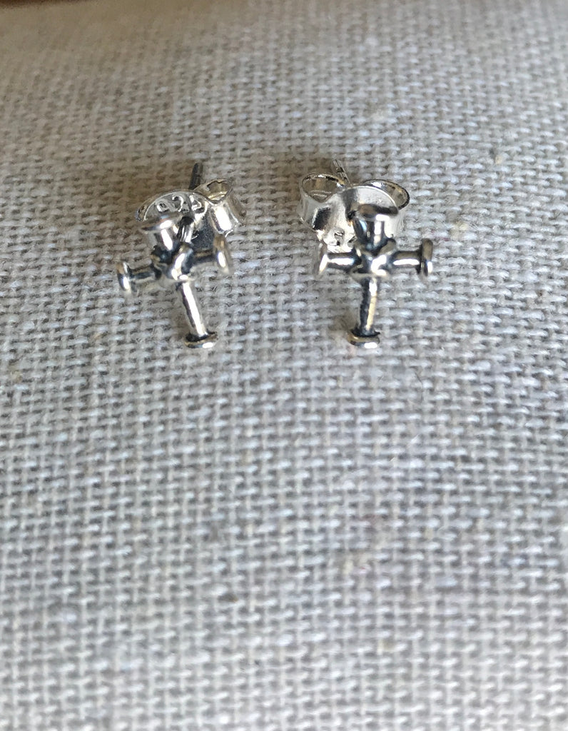 Bound cross Studs- Silver