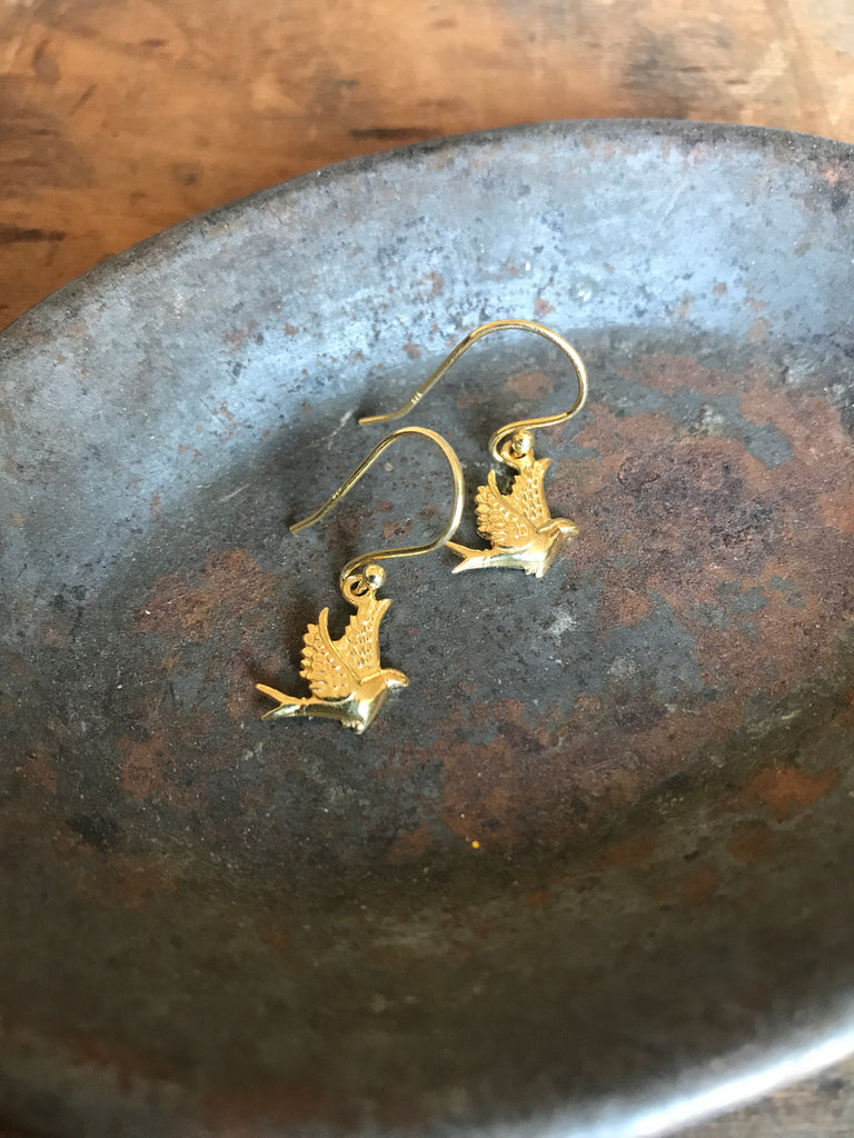 Little Bird Drop Earrings - gold