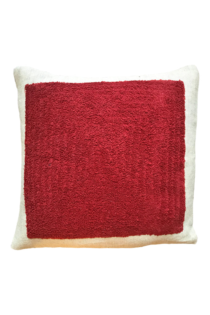 Red square embroidered cushion cover