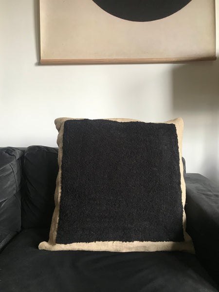 Black square embroidered cushion cover