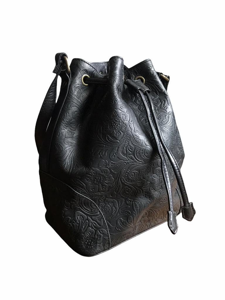 Bucket Bag- Black Floral