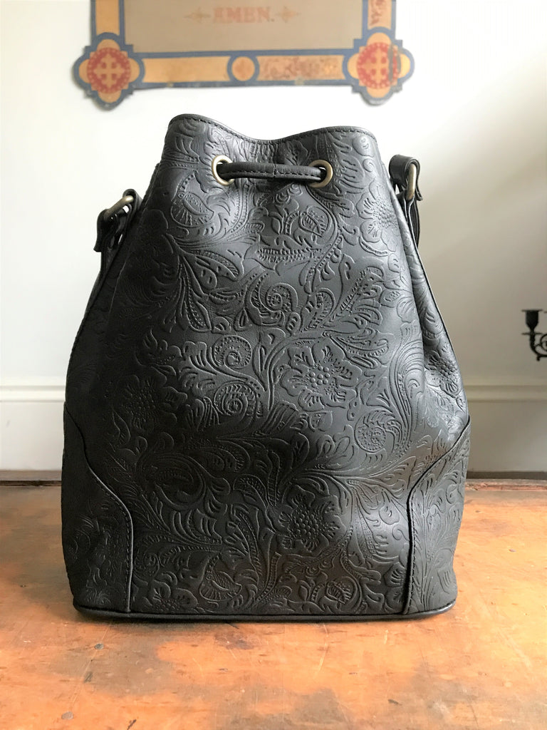 Bucket Bag- Black Floral