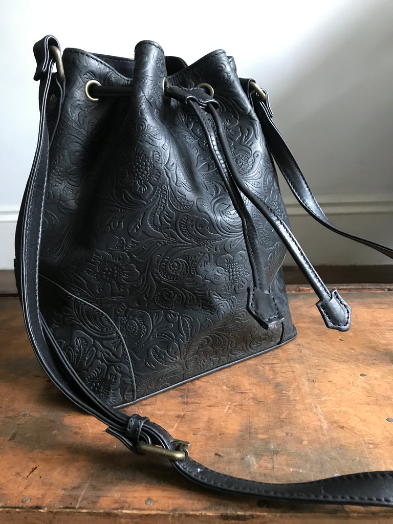 Bucket Bag- Black Floral