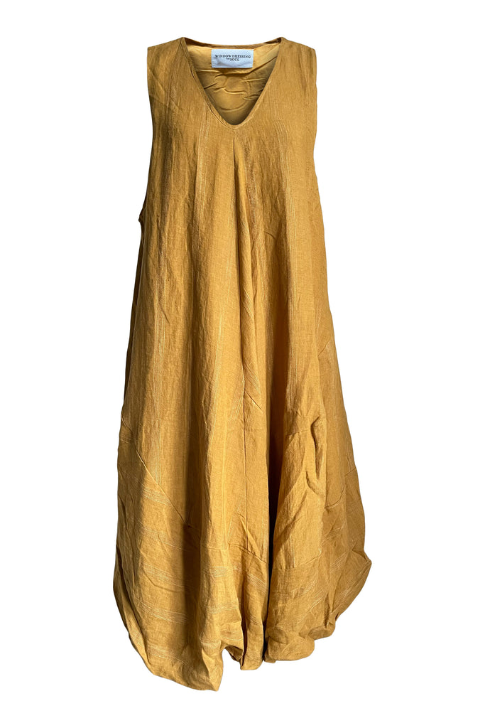 WDTS Mischa Balloon Dress mustard stripe