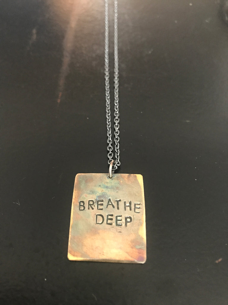 WDTS Oxidised Silver Necklace - BREATHE DEEP
