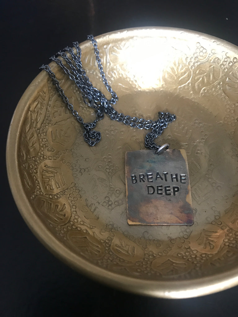 WDTS Oxidised Silver Necklace - BREATHE DEEP