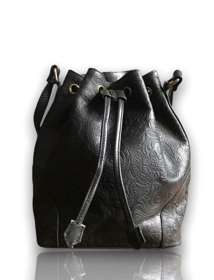 Bucket Bag- Black Floral