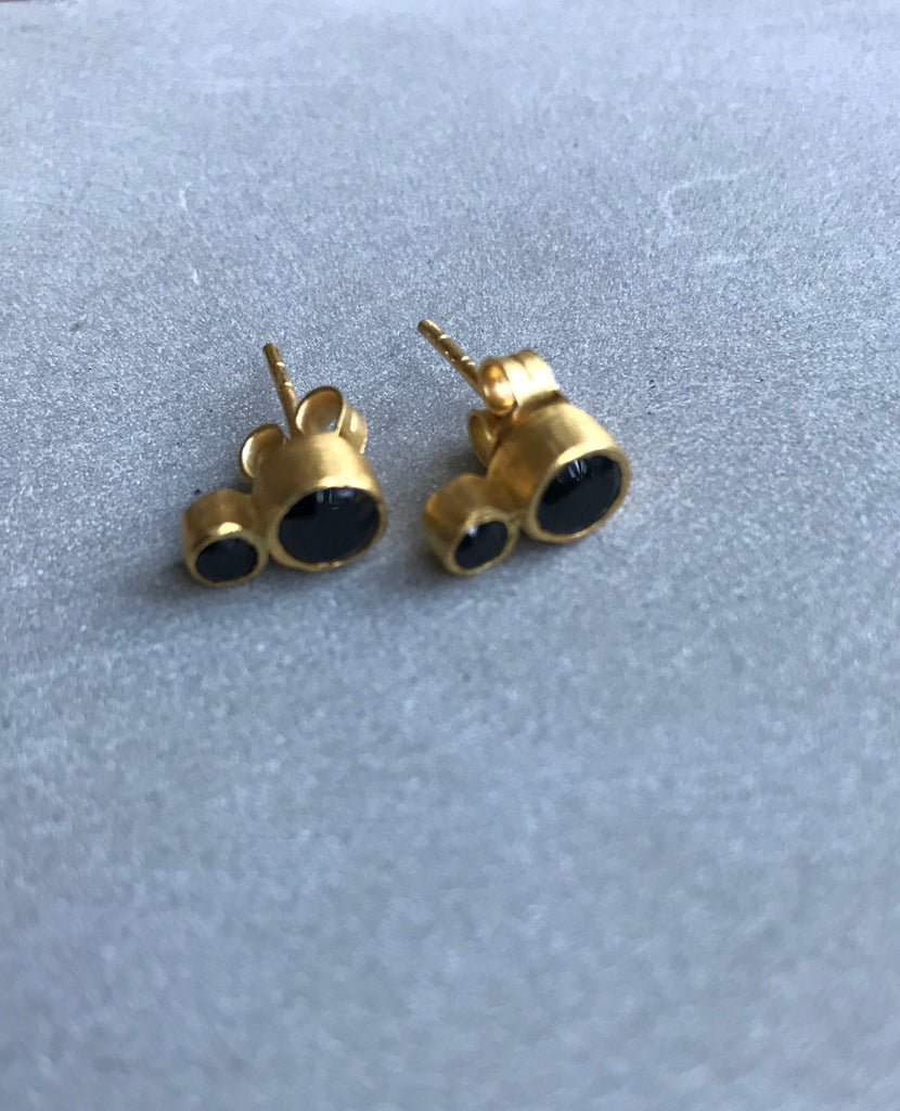 Gold plated Double onyx Earrings