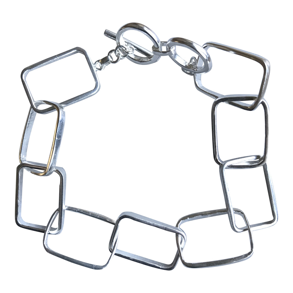 Silver rectangle link bracelet