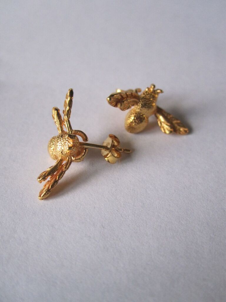 Bee Earrings- 925 Silver with gold plate