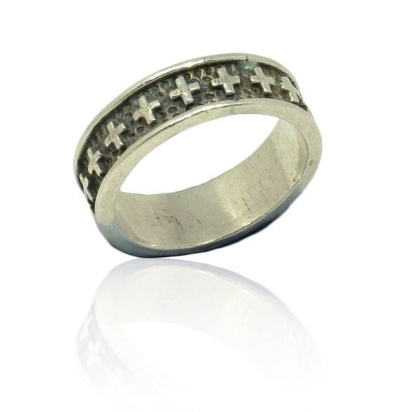 925 Silver Cross Band Ring
