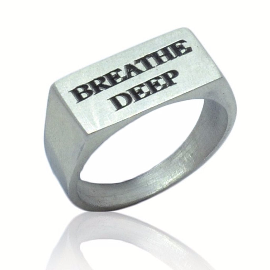 WDTS 925 Silver Flat Front Ring- BREATHE DEEP