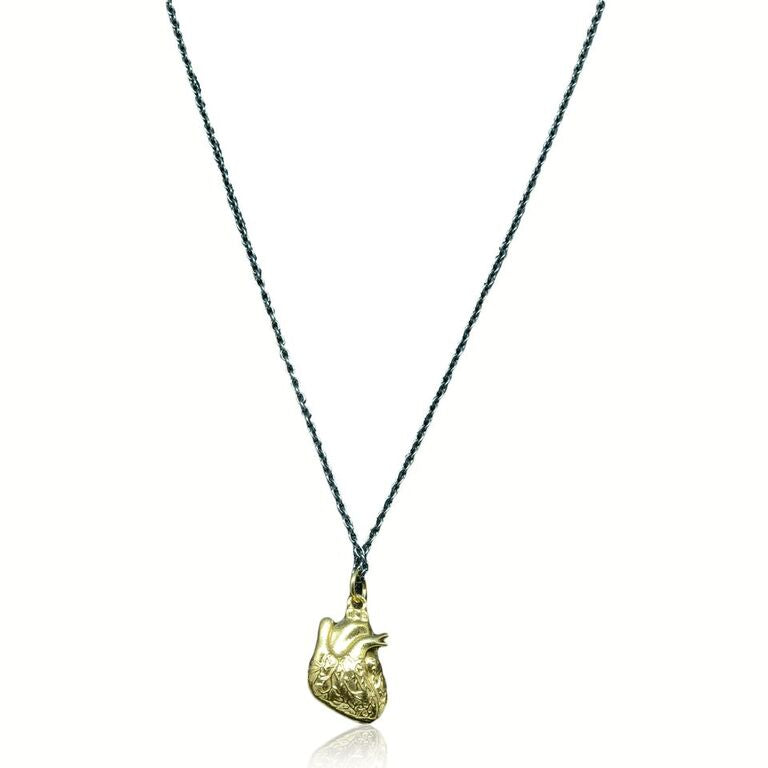 WDTS 925 Silver Anatomical Heart Necklace - Gold Plated