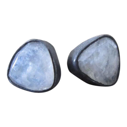 925 Silver Irregular Moonstone Earrings