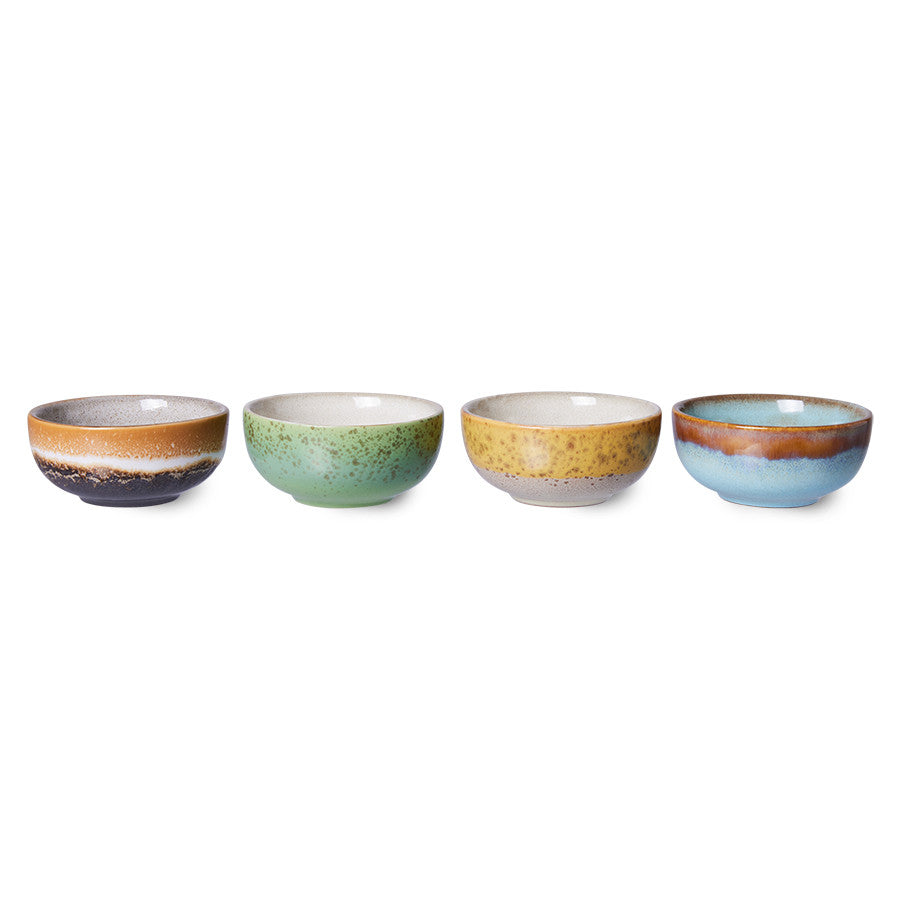 HKliving 70s ceramics: XS bowls, castor (set of 4)