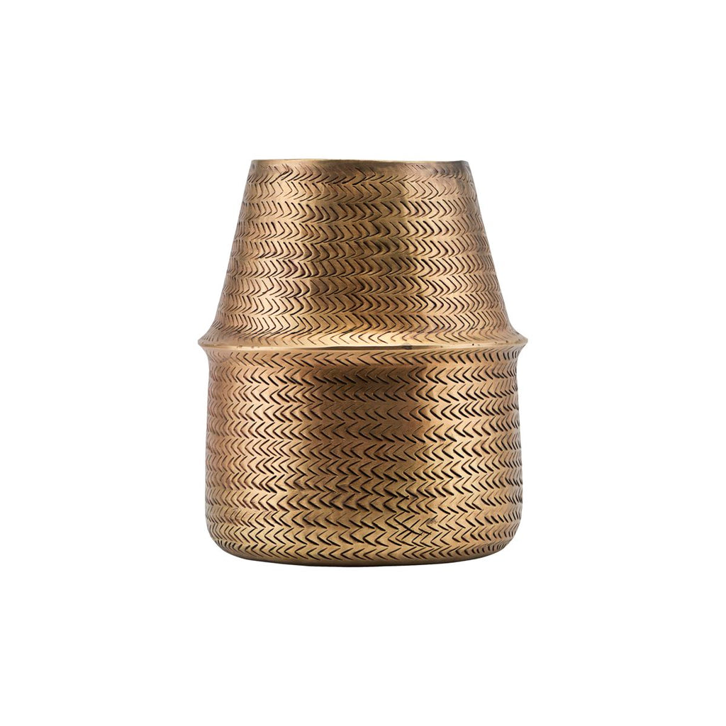 PLANTER, RATTAN, BRASS FINISH Tall