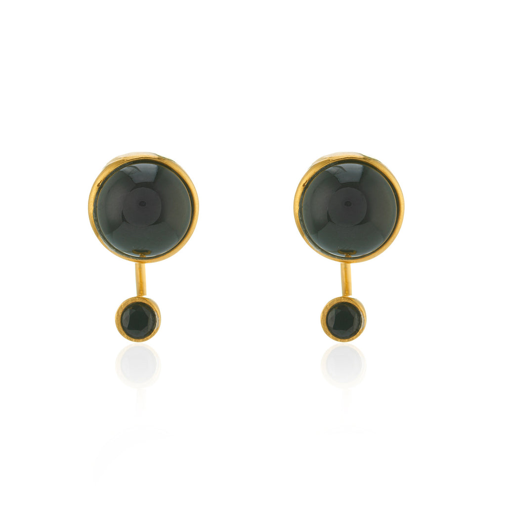 WDTS Double Onyx Wrap Earrings - Gold Plated:
