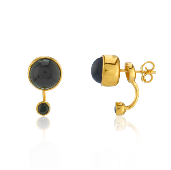 WDTS Double Onyx Wrap Earrings - Gold Plated: