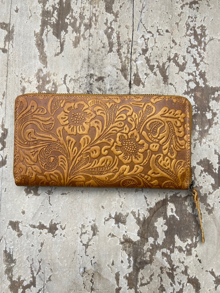 Zipped Purse / Wallet- New tan floral