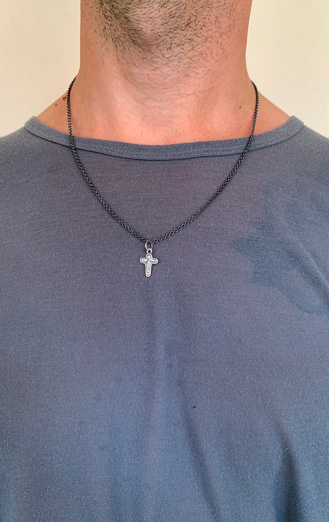 WDTS Oxidised 'Jesus on the cross' small pendant