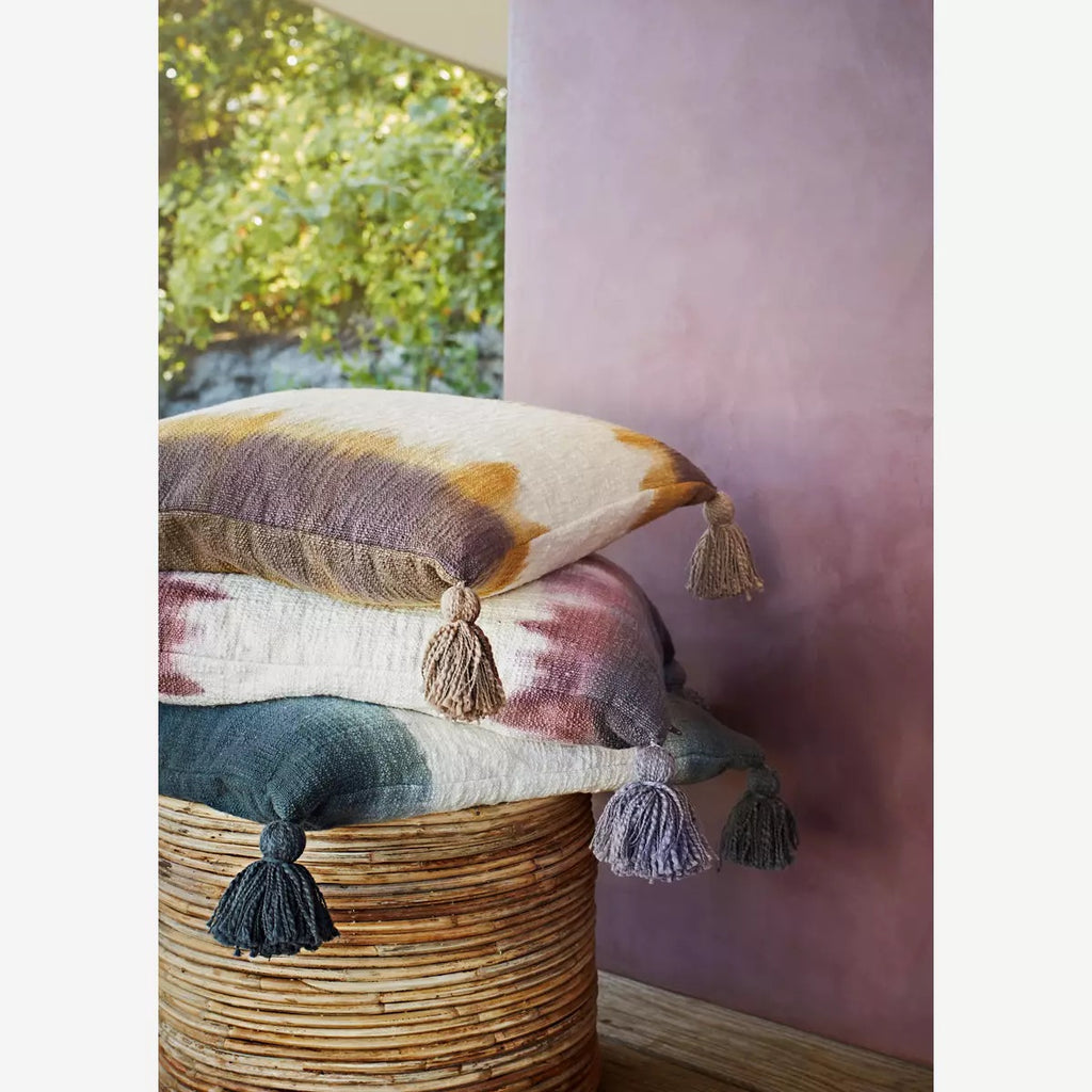 Tie dye cushion cover w/ tassels