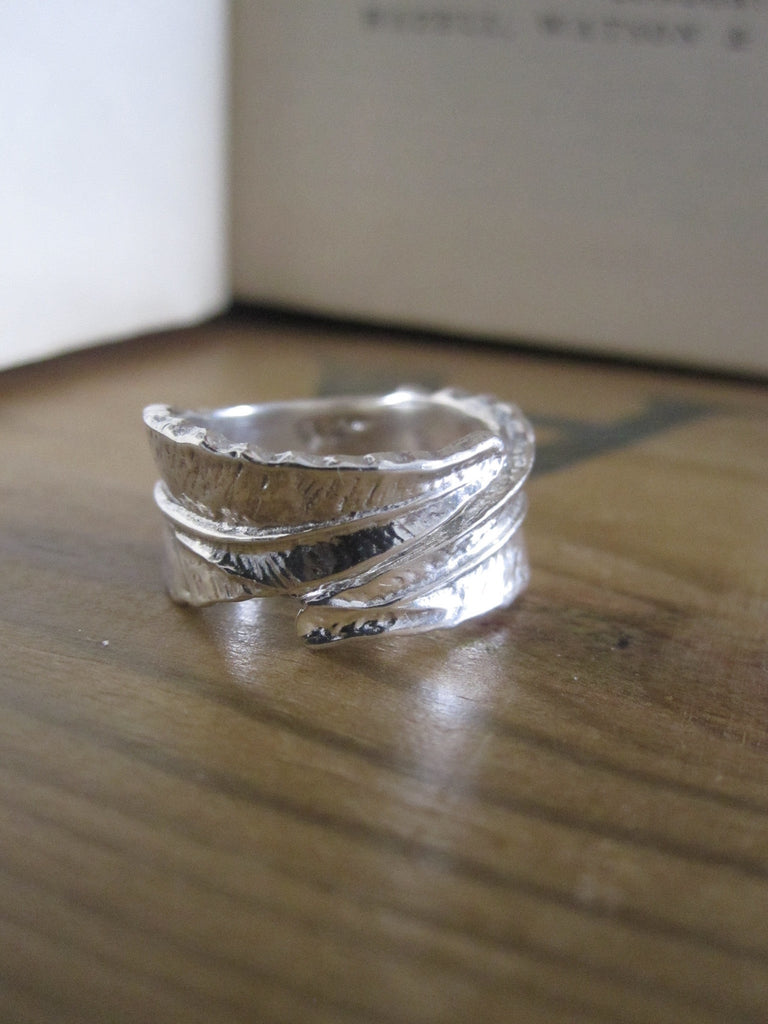 CollardManson 925 silver wrapped leaf ring