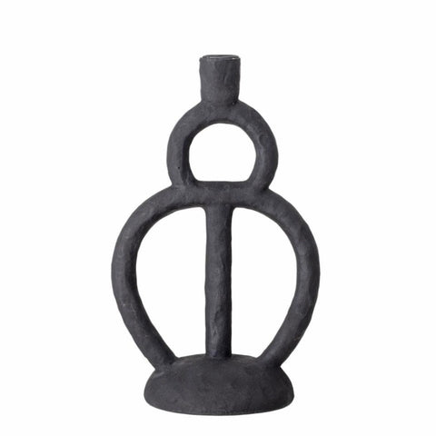 Ramina Candlestick, Black, Polyresin