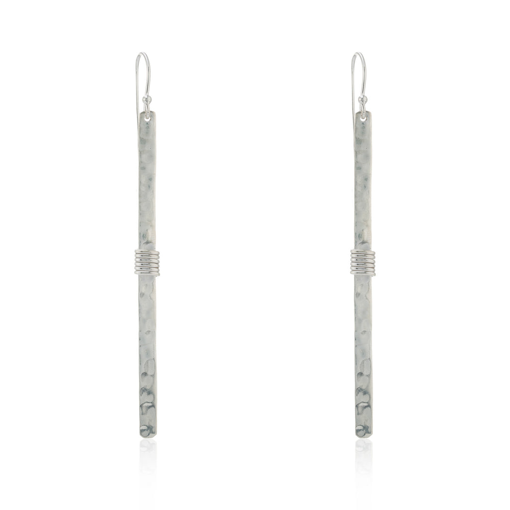 Long Hammered 925 earrings - Silver
