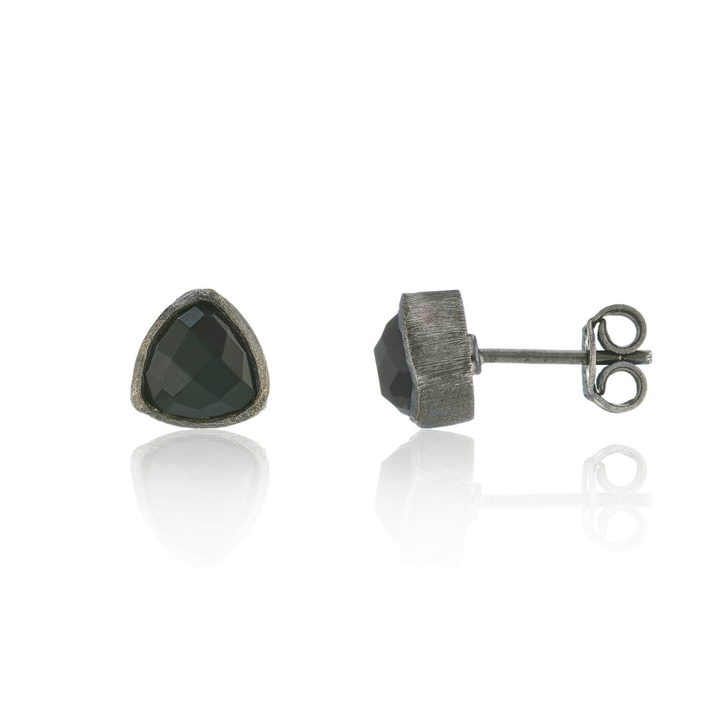 925 Silver Irregular Onyx Earrings