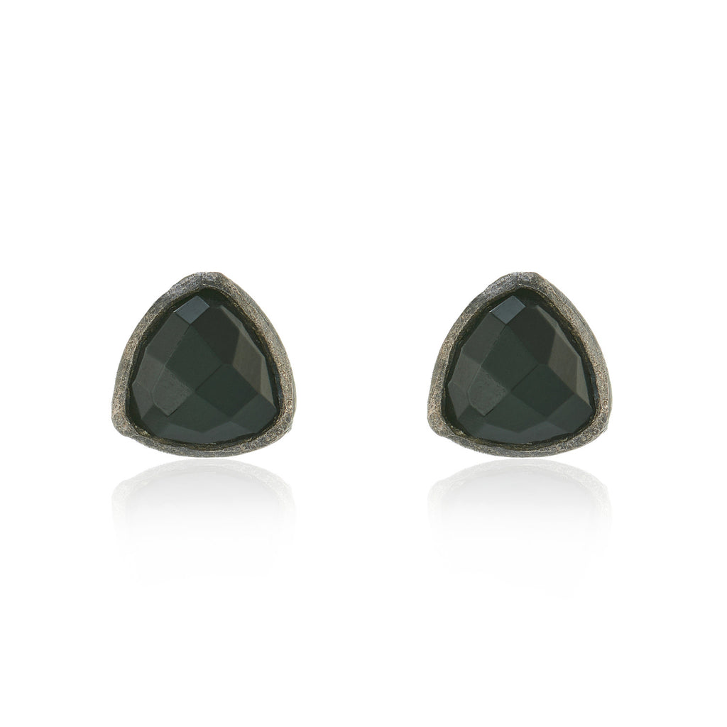 925 Silver Irregular Onyx Earrings