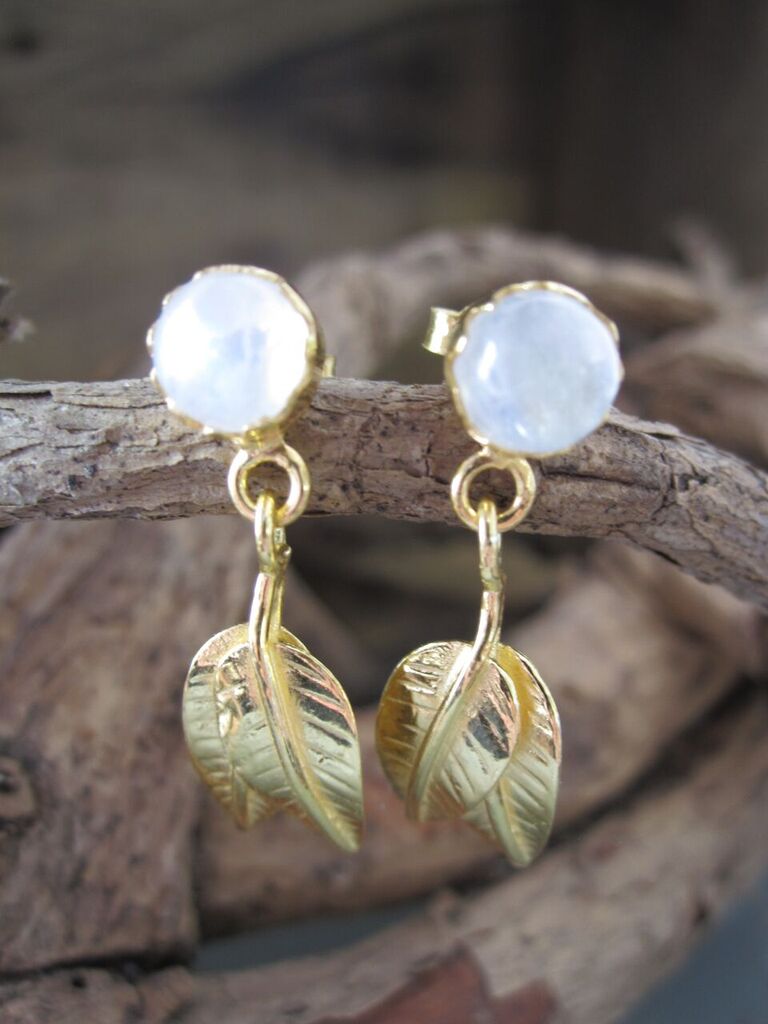 925 silver Gold plated Leaf Earrings