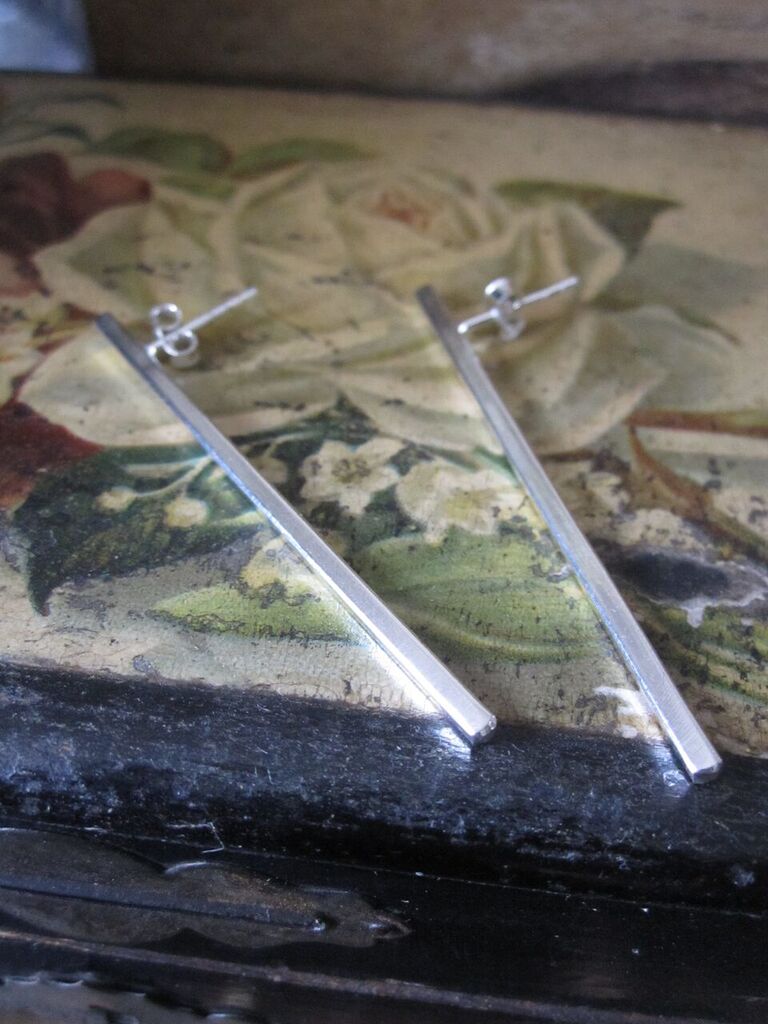 925 Silver Bar Drop Earrings