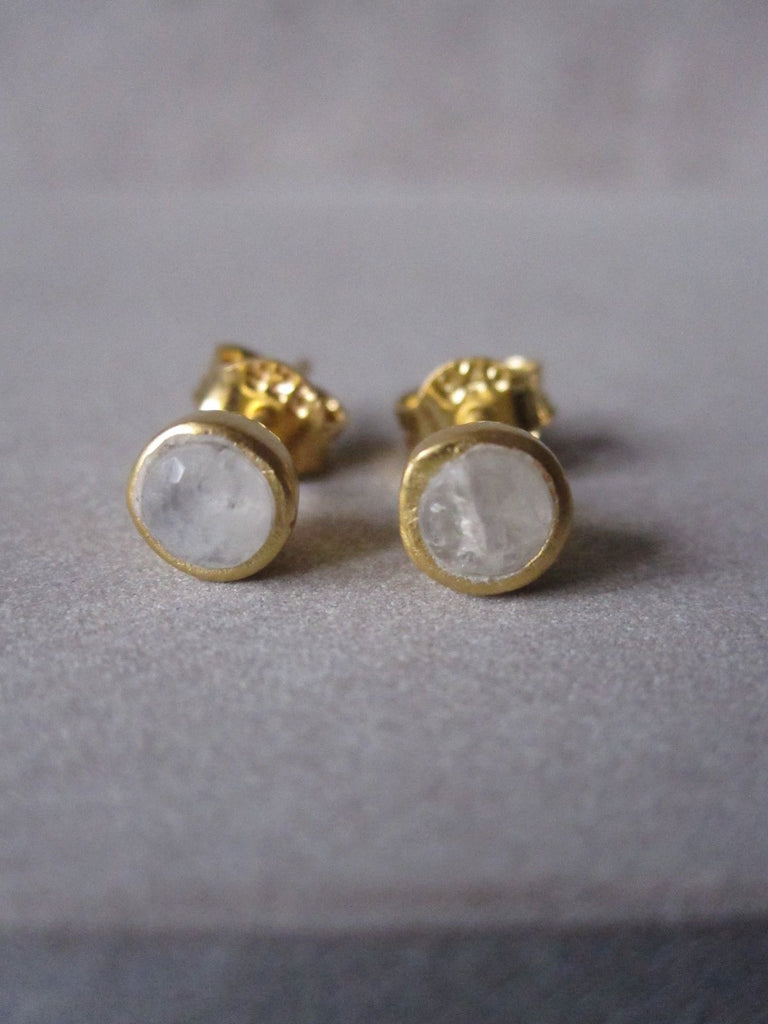 Gold plated Moonstone stud earrings