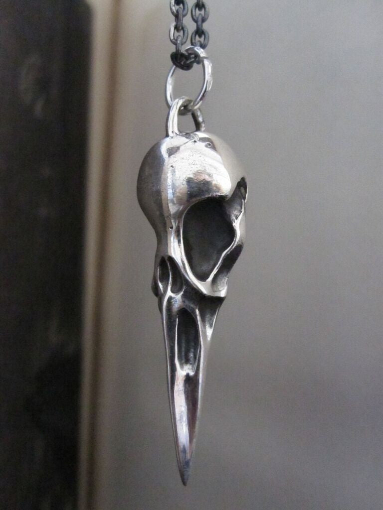 925 Silver Large Bird Skull Necklace
