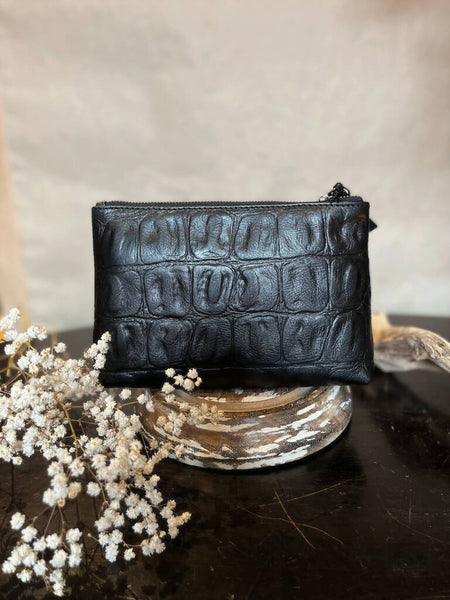 CollardManson Black Croc leather Pouch