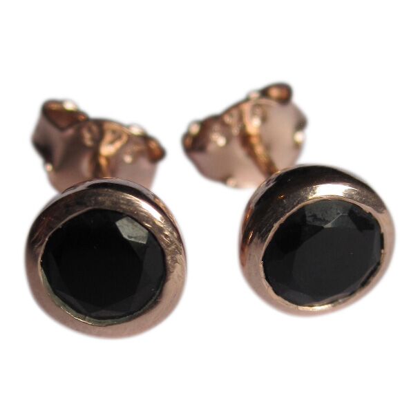 CollardManson 925 Silver Black Onyx Studs- Rose gold plated
